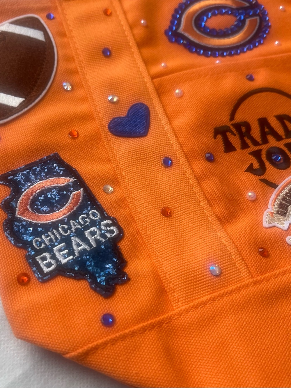 Custom Trader Joe’s Canvas Mini Tote Bag Football Theme Chicago Bears Sporty NFL
